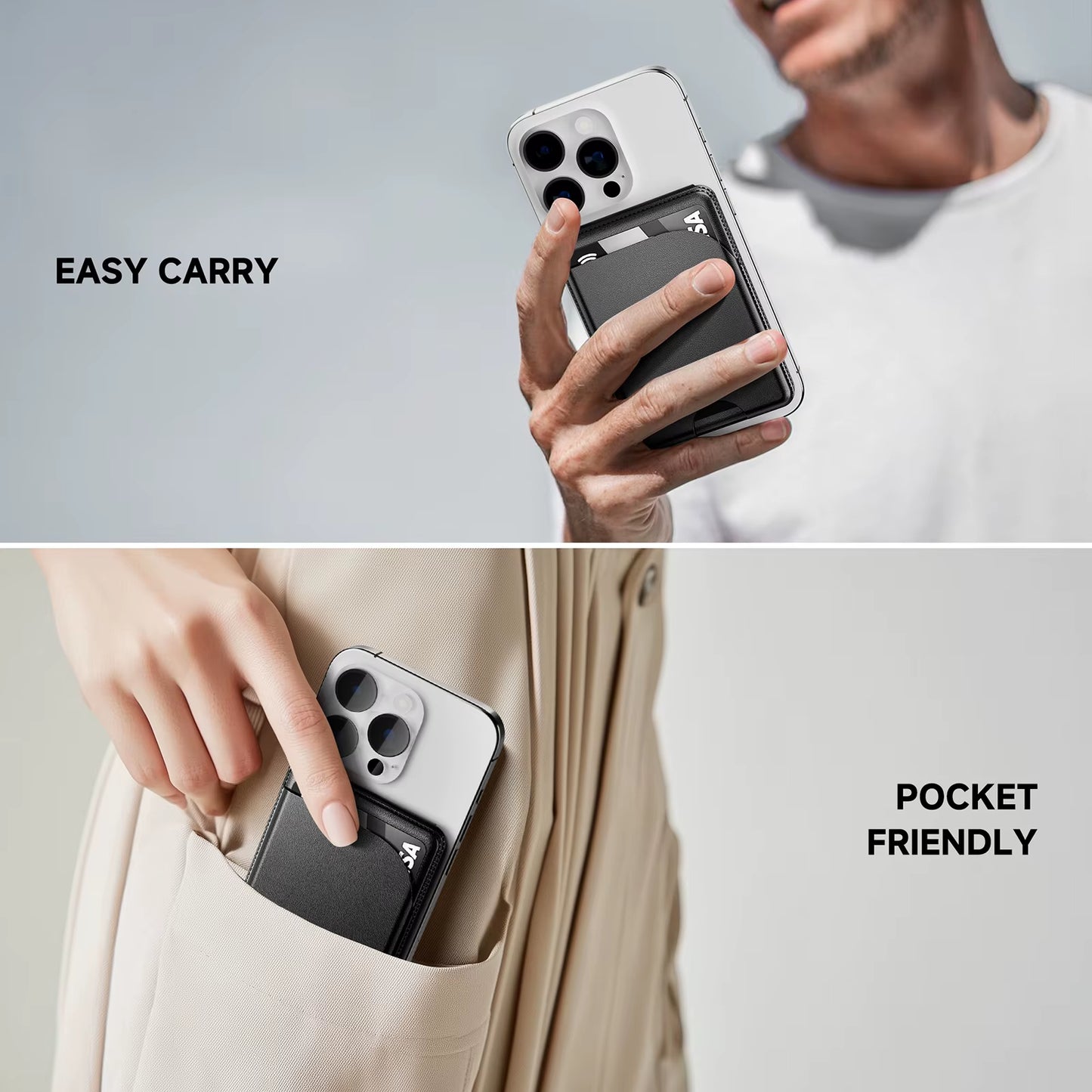 Magnetic Wallet Phone Stand for Iphone17 16 15 14 Lightweight Magsafe Phone Card Stand Leather Magnetic Card Holder