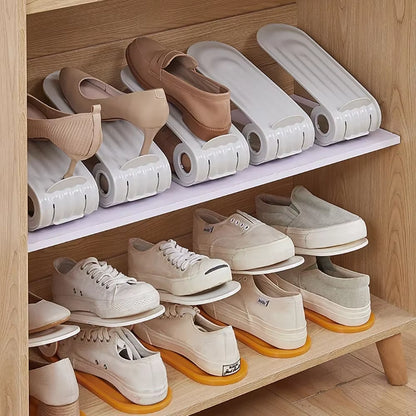 Shoe Slots Organizer, Adjustable Stacker Storage Space Saver, Double Deck Holder for Closet Organization Shoes Racks