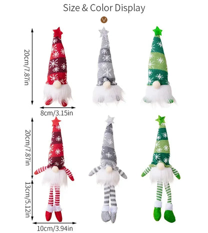 Christmas Faceless Doll Gnome Ornaments LED Light Plush Knitting Crafts Tree Pendant Christmas Decorations for Home Kids Gift