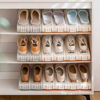Shoe Slots Organizer, Adjustable Stacker Storage Space Saver, Double Deck Holder for Closet Organization Shoes Racks