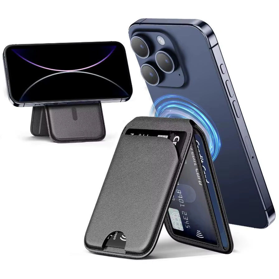 Magnetic Wallet Phone Stand for Iphone17 16 15 14 Lightweight Magsafe Phone Card Stand Leather Magnetic Card Holder