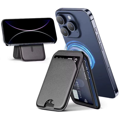 Magnetic Wallet Phone Stand for Iphone17 16 15 14 Lightweight Magsafe Phone Card Stand Leather Magnetic Card Holder