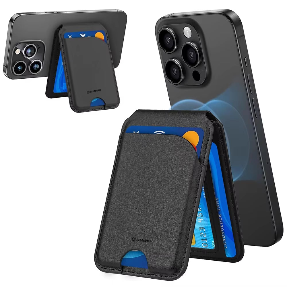 Magnetic Wallet Phone Stand for Iphone17 16 15 14 Lightweight Magsafe Phone Card Stand Leather Magnetic Card Holder