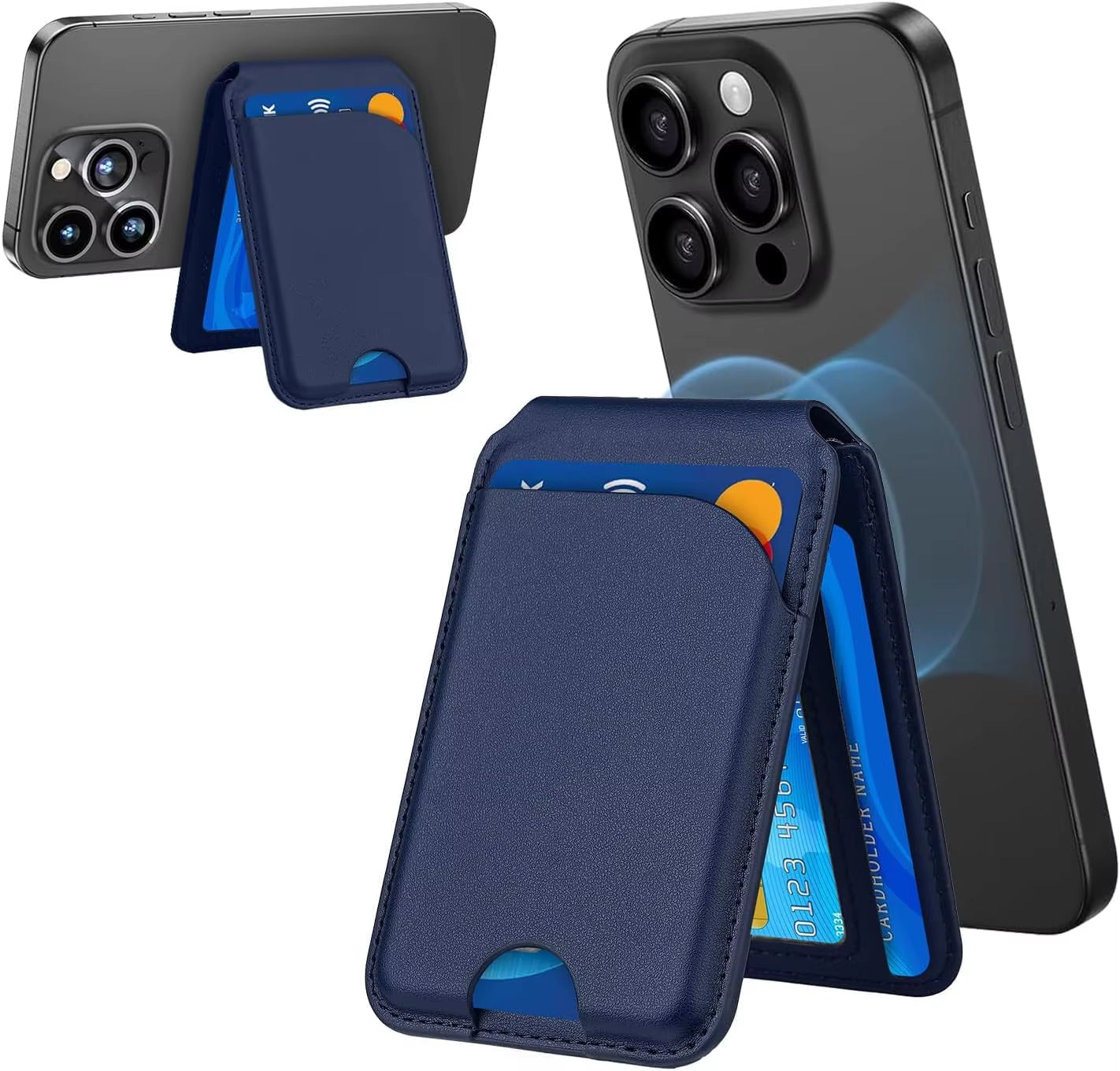 Magnetic Wallet Phone Stand for Iphone17 16 15 14 Lightweight Magsafe Phone Card Stand Leather Magnetic Card Holder