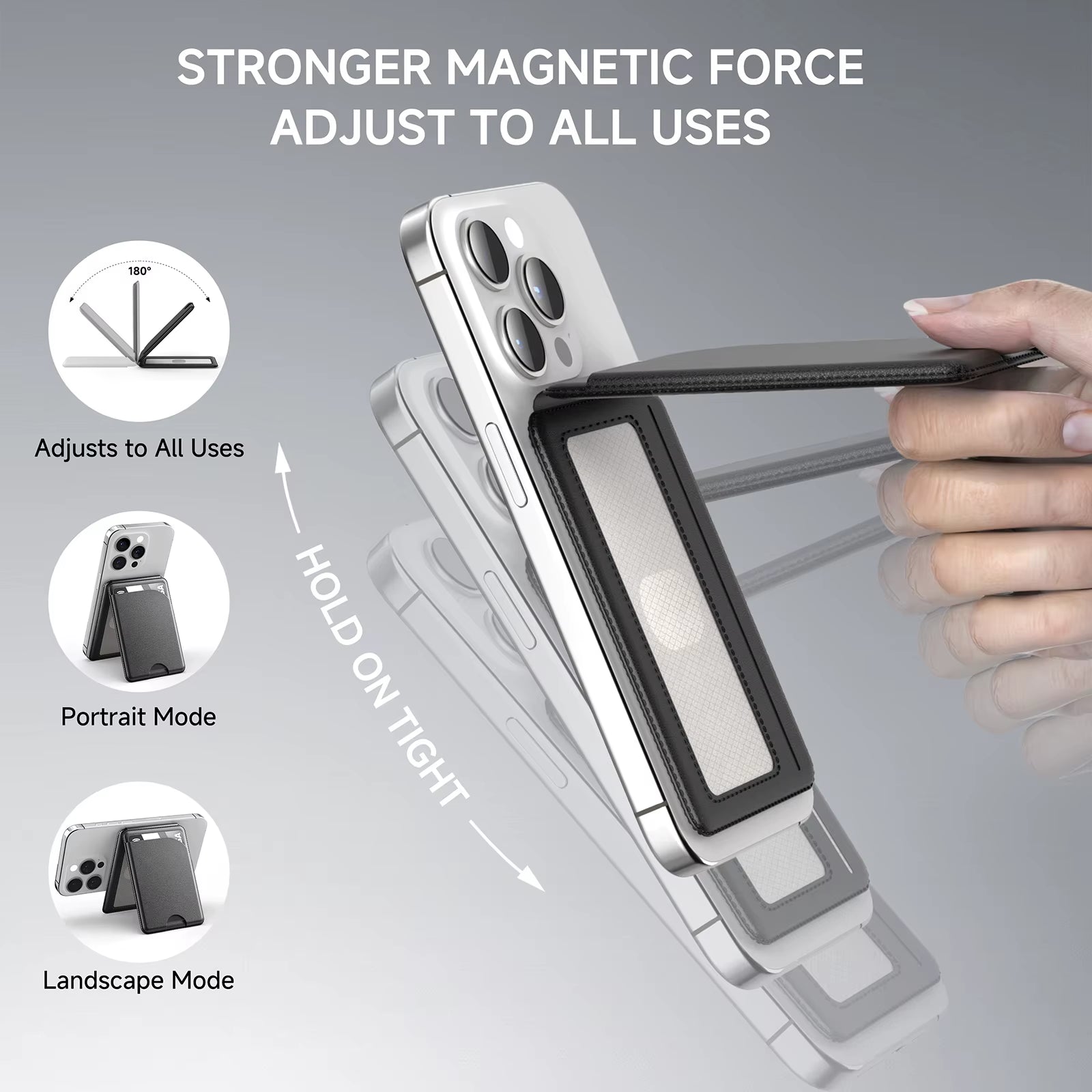 Magnetic Wallet Phone Stand for Iphone17 16 15 14 Lightweight Magsafe Phone Card Stand Leather Magnetic Card Holder